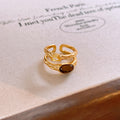 Gold Dual Band Tiger Eye Champagne Crystal Open Ring view 4