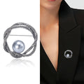 Twisted Circle Brooch With Faux Pearl Accent for Jackets Scarves and Lapels view 2