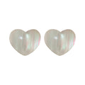 Iridescent White Heart Shaped Stud Polished Metal Polished Metal Earrings view 5