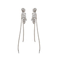 Silver Tone Leaf Crystal Earrings in Four Drop Designs view 5