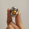 Chunky Sculptural Ball Loop Statement Ring Stainless Steel view 2