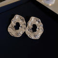 Textured Open Drop Earrings in Gold and Silver Tones view 6