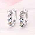 Multicolor Star Stone Small Hoop Earrings Silver Tone view 1
