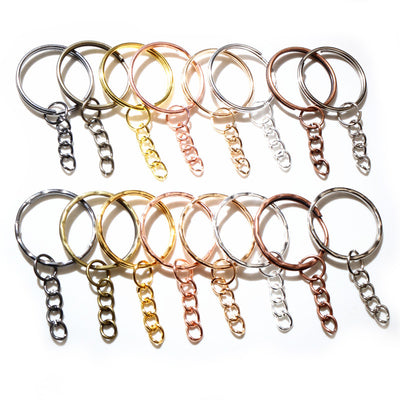 Round key rings with chains showing the overall assortment