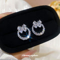 Silver Tone Crystal Butterfly Wreath Stud Earrings view 2