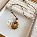 Brown Resin Geometric Pendant Cord Necklaces in Six Designs view 6