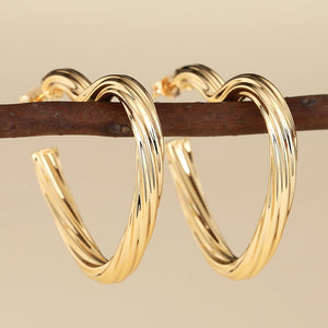 Open Heart Hoop Earrings in Gold-Tone Metal Jewelry