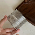 Gold Silver Wide Multiwire and Irregular Open Cuff Bangles view 6