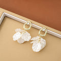 White Crackle Petal Oval and Square Stud Drop Earrings view 4