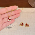 Red Enamel Rocking Horse Necklace and Stud Earrings view 4