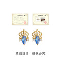 Gold Tone Aqua Iris Motif Clear Stone Stud Earrings For Women view 3