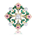 Flower Openwork Enamel Pearl Look Metal Brooch Pin view 1