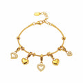 Snake Chain Heart Zircon Charm Bracelet Gold Steel view 5