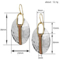 Two Tone Hammered Disc Drop Earrings with Oval Links view 3