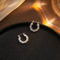 Silver Tone Scalloped Hoop Earrings Pearl Gray And White view 3