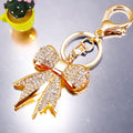 Full Crystal Bow Keychains with Plain Pearl Strand and Fortune Loop Options view 8