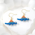 3D Enamel Dinosaur Dangle Earrings Gold Hooks 8 Styles view 10