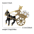 Antique Gold Horse Carriage Brooch With Pearl Cargo view 6