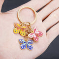Yellow Pink and Blue Butterfly Enamel Charm Keychain view 4