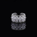 Silver-Tone Crystal Flower Open Ring For Women Jewelry view 4