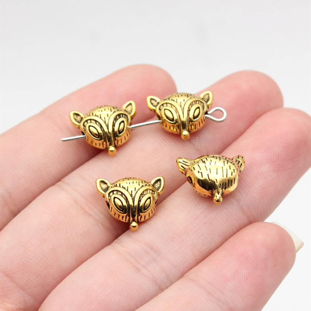 13x11x6.3mm 2g Multicolor Zinc Alloy Fox Small Hole Loose Metal Beads for DIY Bracelet Jewelry Making