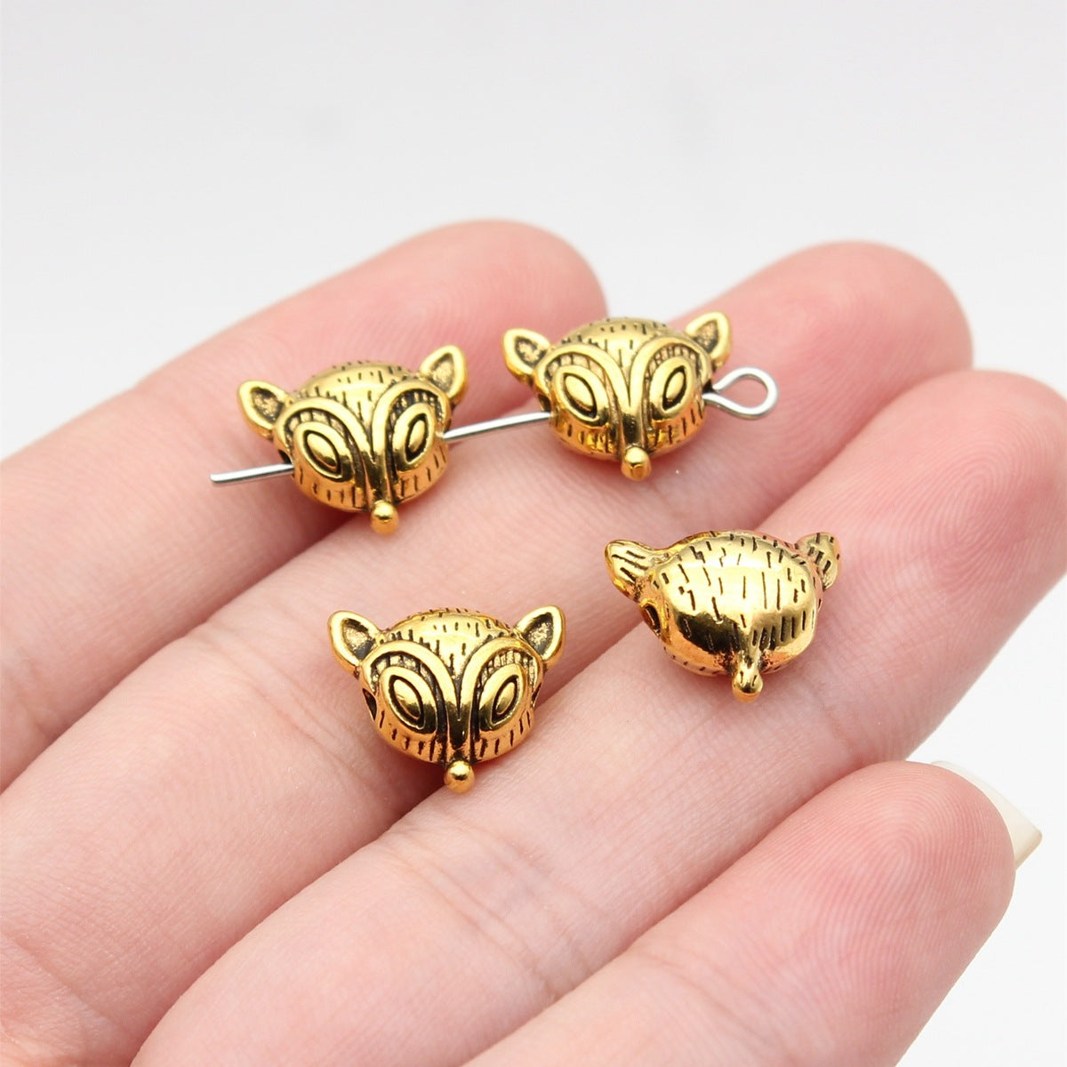 13x11x6.3mm 2g Multicolor Zinc Alloy Fox Small Hole Loose Metal Beads for DIY Bracelet Jewelry Making