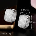 Wide Pave Rectangular Hoop Earrings In Four Metal Finishes view 4