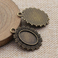 Beaded Oval Pendant Setting 13x18mm in Two Finishes view 4