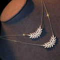 Silver Marquise Leaf Branch Cubic Zirconia Pendant Necklace view 3