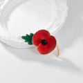 Red Gold Tone Poppy Flower Enamel Metal Brooch Pin view 5
