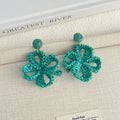 Eleven Color Woven Four Leaf Flower Statement Earrings view 10