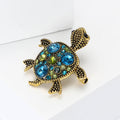 Crystal Turtle Brooch In 2 Styles With Polished Metal And Decorative Details view 3