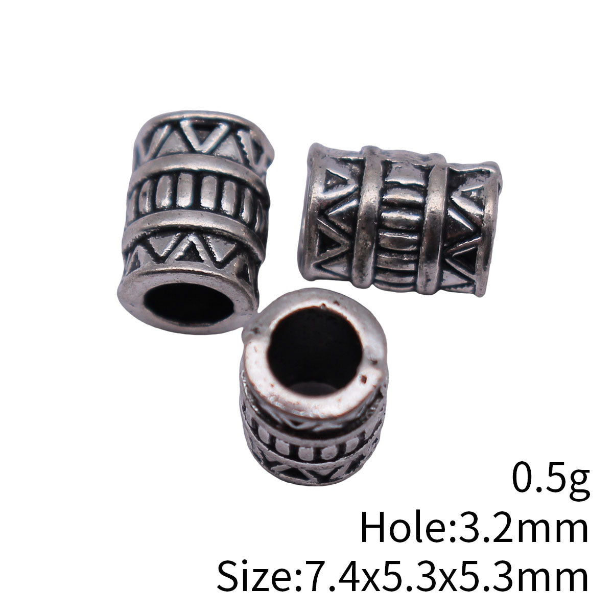 7.4x5.3x5.3mm 0.5g Multicolor Zinc Alloy Zigzag Texture Tube Spacer Beads for Bracelet Necklace Making