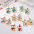 Rabbit Outline Pressed Flower Resin Earrings Gold Frame 6 Styles view 1