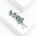 Shell Dress Girl Brooch In Metal With An Iridescent Shell-Like Dress And Silver-Tone view 3