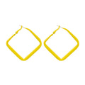 Red Yellow and Green Matte Square Large Hoop Earrings view 5