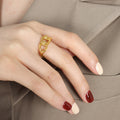 Gold Steel Open Chain Link Cuff Ring Size 7 Non Adjustable view 6