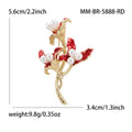 Crystal Flower Branch Brooch with Red or Purple Petals view 7