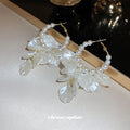 White Petal and Pearl Embellished Hoop Earrings Fashion Jewelry view 2