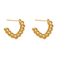 Twisted Bead Open C Hoop Earrings Gold Two-Tone Steel view 5