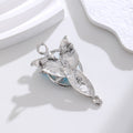 Aqua Silver Tone Flower Crystal Metal Brooch Pin 2.8 x 5 cm view 4