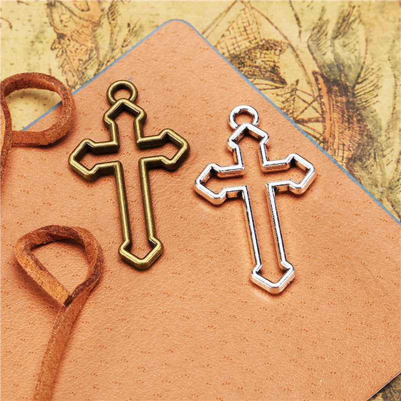38x22mm Openwork 3D Cross Alloy Charm Pendant