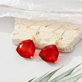 Gold Tone Large Faceted Crystal Teardrop Hook Earrings in Seven Colors view 4