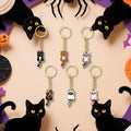 Cartoon Cat Keychain Gold Ring Chain Swinging Tail Charm view 4