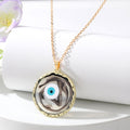 Gold Tone Round Resin Evil Eye Pendant Necklaces in Six Colors view 7