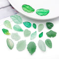 Assorted Green Glass Leaf Charms in Multiple Shapes and Finishes view 3