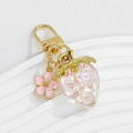 Glitter Resin Strawberry Pendant Bag Charm Keychain With Flower view 12