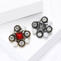 Square Jewel Pearl Cluster Brooch in Two Center Colors view 3