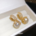 Crystal Oval Pearl Drop Earrings Decorative Jewelry Design view 2