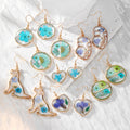Blue Pressed Flower Resin Earrings Gold Hooks 7 Style Mix view 1